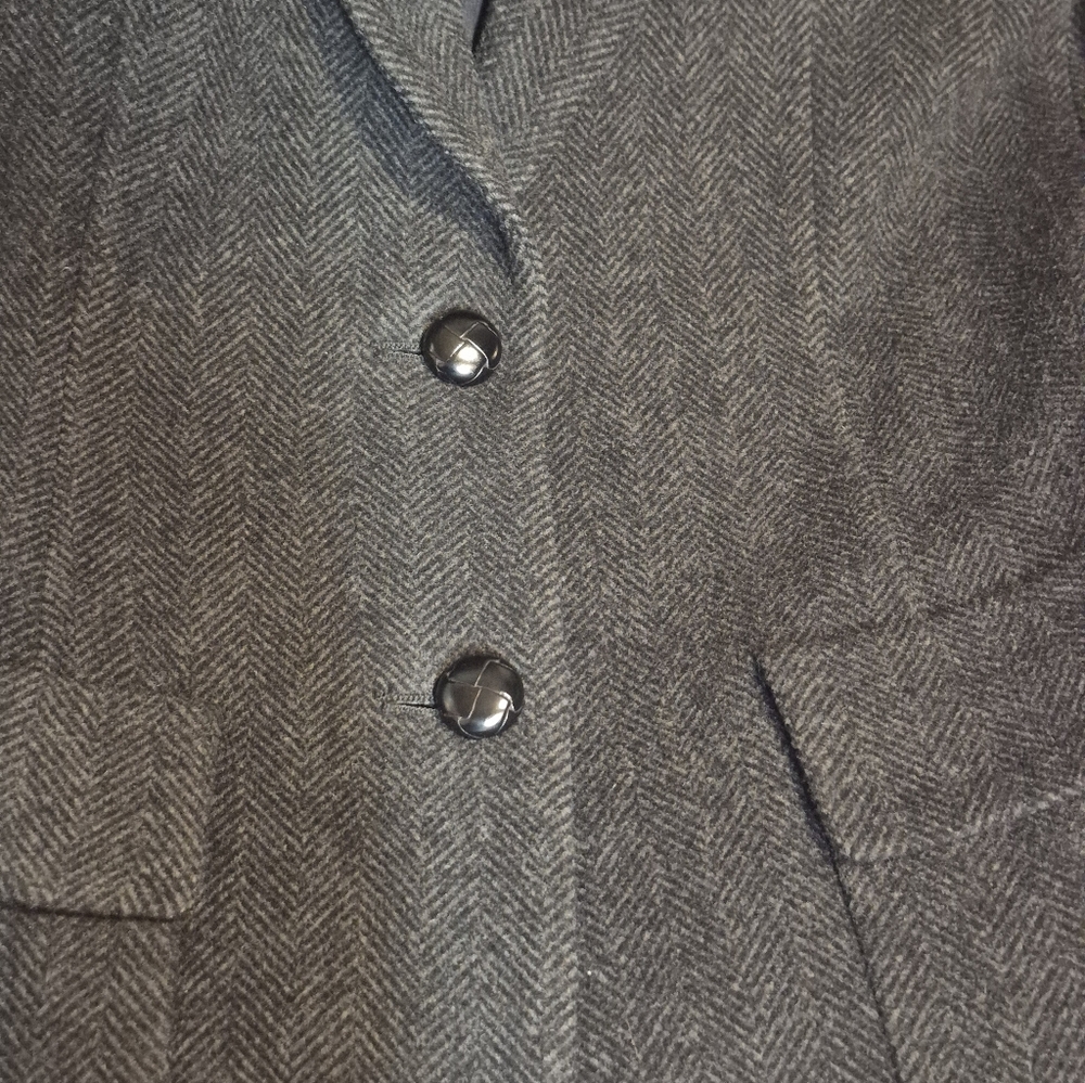 Lauren Ralph Lauren Wool Cashmere Herringbone Blazer Size 8 Longline Tailored - Picture 8 of 13